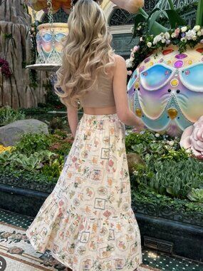 Abercrombie & Fitch Emerson Linen Blend Ruffle Italy Fruit Stamp Maxi Dress